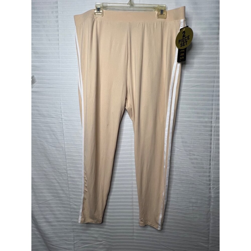 feathers Beige Hoodie & Legging Set with White Side Stripes - Picture 4 of 16